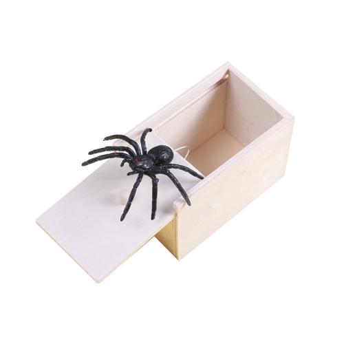Wooden Prank Spider Scare Box Hidden in Case Trick Play Joke Scarebox Gag Toy