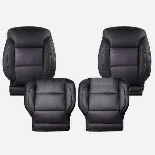 For 2014-2019 Chevy Silverado Driver & Passenger PERF Leather Seat Cover Black