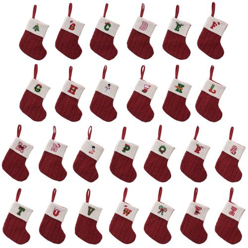Polyester Weihnachtsdekoration Socken, Bestickt, unterschiedliches Muster zur Auswahl, rot und weiß,  Stück