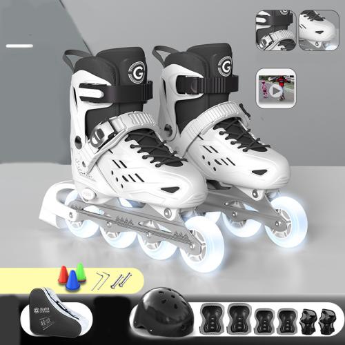 Rubber & Mesh Fabric & PU Leather adjustable Roller Skates Pair