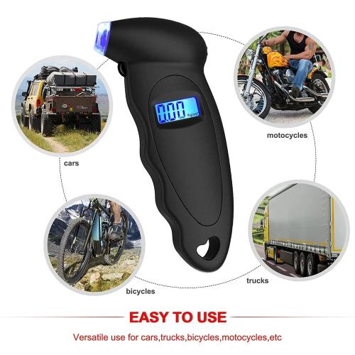 Digital LCD Tyre Tire Air Pressure Gauge Tester Tool for Auto Motorcycle Car UK