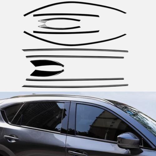 Car Window Molding Trims Seal Belt Strips Gloss Black For Mazda CX-5 2017- 2025