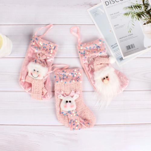 Cloth Christmas Decoration Stocking christmas design pink Lot