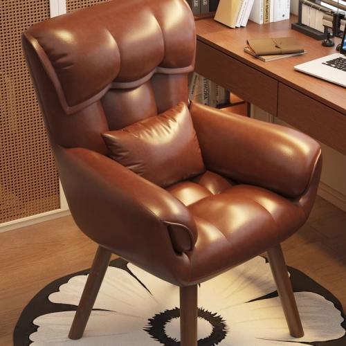 Waxed Leather & Flannelette & Sponge & Wood Casual House Chair PC
