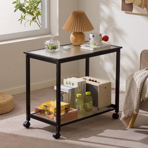Moso Bamboo & Glass Tea Table for storage Dark Brown PC