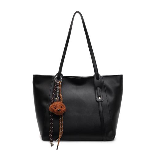 PU Leather Tote Bag Shoulder Bag with hanging ornament & sewing thread PC