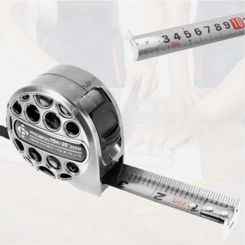 25ft Tape Measure Stainless Steel Measuring Tape with Double-sided Scale Retract