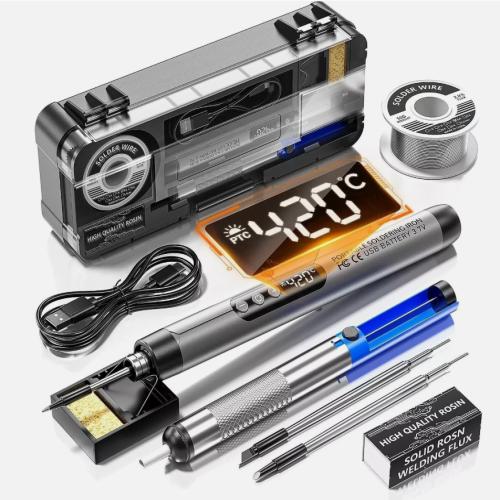 Mini Cordless Soldering Iron Kit USB Rechargeable Cordless LCD Adjustable Temp