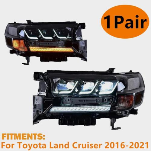 For Toyota Land Cruiser 2016-2021 LED Headlight Assembly Set Turn Signal Lamp