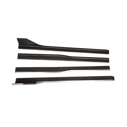 4Pcs For 2024+ Mustang Side Skirt Extension Splitters Carbon Fibre texture