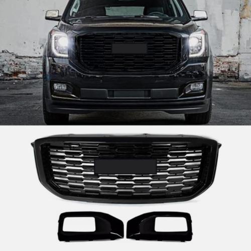 Gloss Black Front Grille Fog Light Cover Cap For 2015-2020 GMC Yukon / Yukon XL