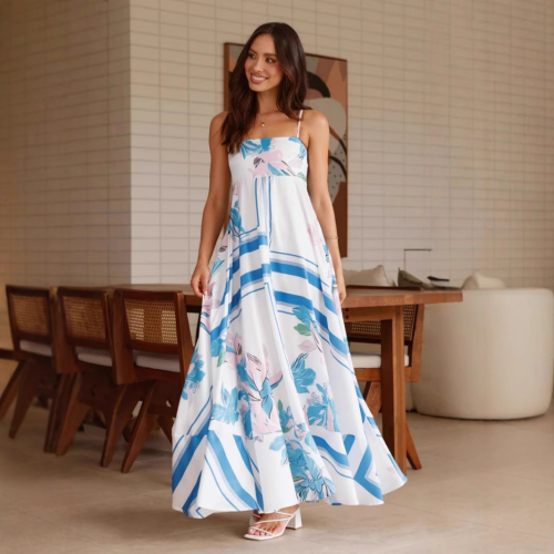 Polyester A-line & High Waist One-piece Dress mixed colors PC