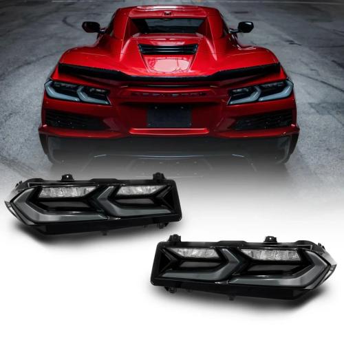 2020-2025 Corvette C8 Euro Smoke Style LED Taillights Amber Sequential Pair