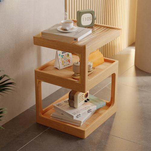 Toughened Glass & Solid Wood Bedside Cabinet Without Bulb & dustproof PC