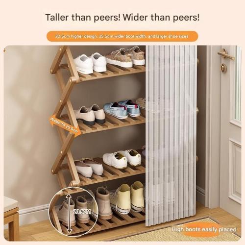 Moso Bamboo foldable Shoes Rack Organizer dustproof PC