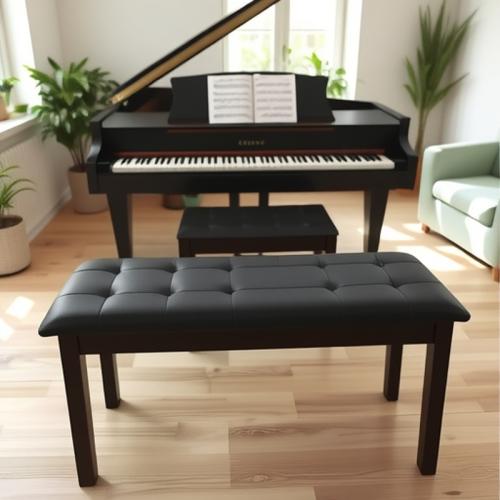 Sponge & Wood & PU Leather double & Soft Piano Stool black PC
