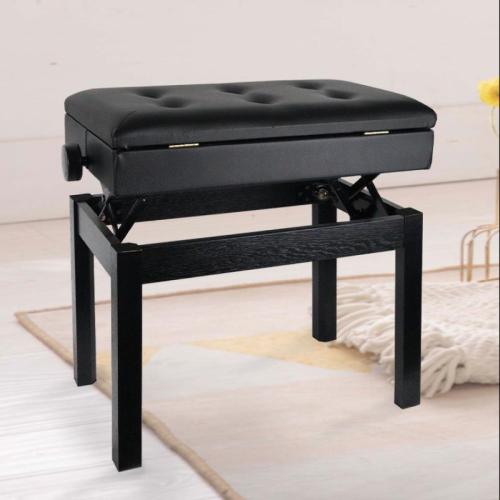 Sponge & Solid Wood & PU Leather single & Soft Piano Stool adjustable black PC