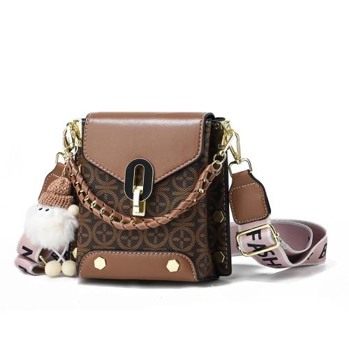 PU Leather Easy Matching Handbag with hanging ornament & durable patchwork PC