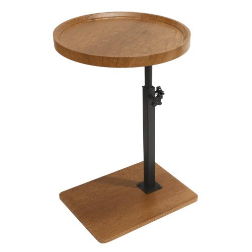 Medium Density Fiberboard & Iron adjustable Side Table durable Dark Brown PC