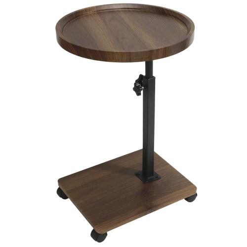 Medium Density Fiberboard & Iron adjustable Side Table durable dark coffee PC