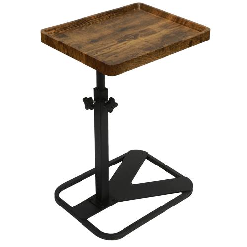 Medium Density Fiberboard & Iron adjustable Side Table durable dark coffee PC