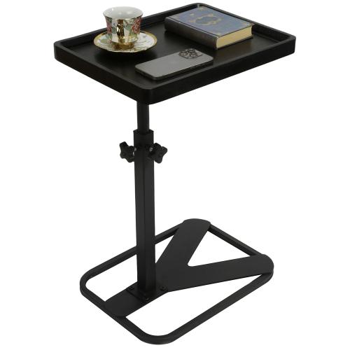 Medium Density Fiberboard & Iron adjustable Side Table durable black PC