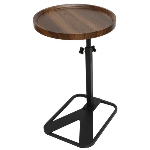 Medium Density Fiberboard & Iron adjustable Side Table durable dark coffee PC