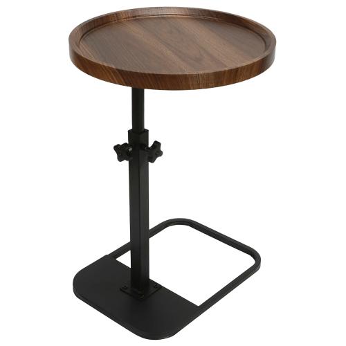 Medium Density Fiberboard & Iron adjustable Side Table durable dark coffee PC