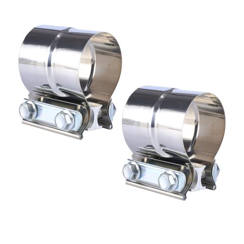 2.5 inch 304 Stainless Lap Joint Exhaust Band Clamp for Catback Muffler Pipe 2Pcs