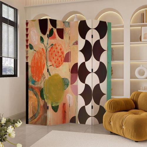 Canvas & Solid Wood foldable Floor Screen PC