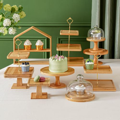 Bamboo & Glass & Zinc Alloy Multifunction Snack Tray durable & portable yellow PC