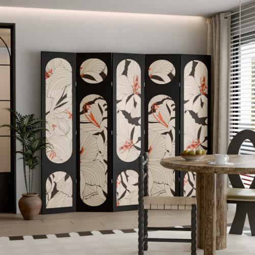 Cloth & Wood foldable Floor Screen printed PC