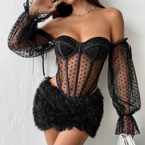 Polyester Sexy Corset & tube black PC