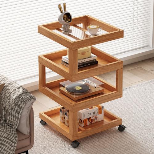 Wood Fiber Side Table with caster Acrylic PC