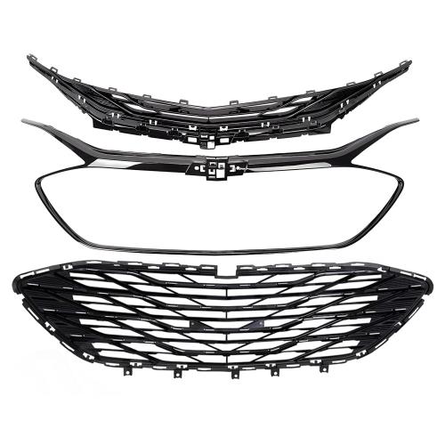 Front Grille Assembly Upper & Lower For 2019-2021 Chevy MALIBU W/O Sensors 3PCS
