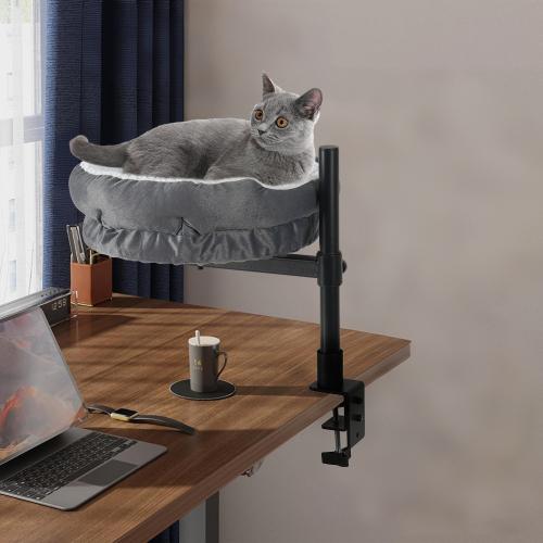 Plush & Iron adjustable & rotatable Pet Bed for Cats Solid gray PC