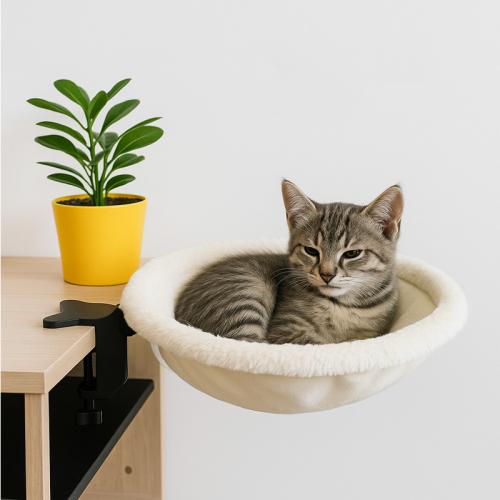 Plush & Steel adjustable & Soft Pet Bed for Cats Solid white PC