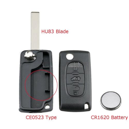 For Citroen DISPATCH Berlingo Peugeot Expert 3 Button REMOTE FLIP KEY FOB CASE