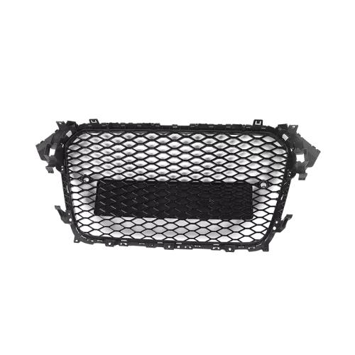 Honeycomb Front Bumper Grille Grill RS4 Style Gloss Black For 13-15 Audi A4 B8