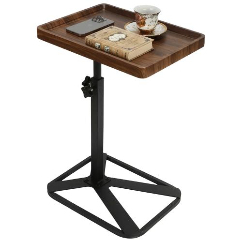 Medium Density Fiberboard & Iron adjustable Side Table dark coffee PC