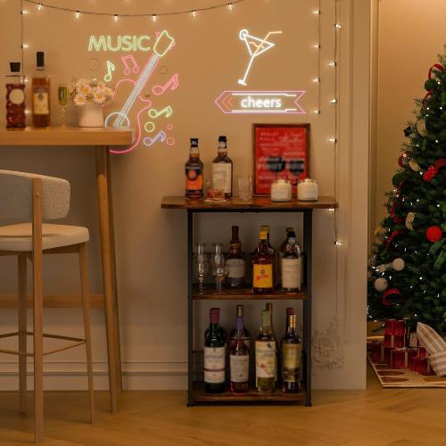 Wood & Iron triple layer Shelf black and brown PC