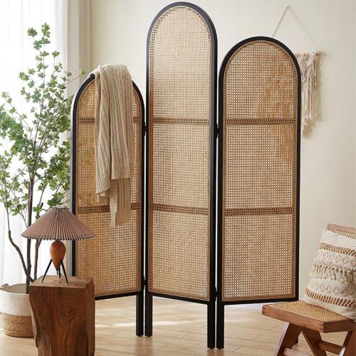 Rattan & Solid Wood foldable Floor Screen PC