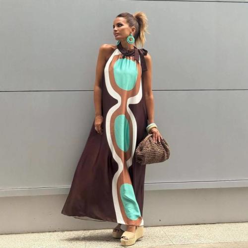 Polyester A-line One-piece Dress coffee PC