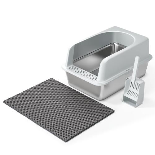 Stainless Steel & Plastic Cat Litter Basin hardwearing Set