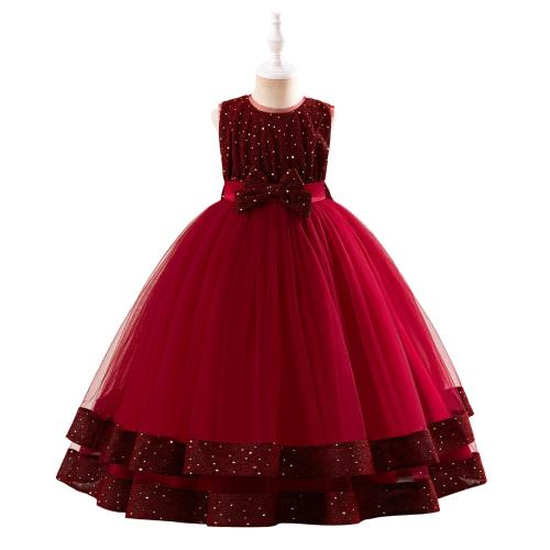 Gaze & Polyester Costume de princesse d’enfants Paillettes Patchwork plus de couleurs pour le choix pièce