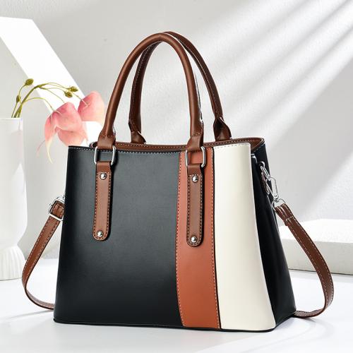 PU Leather Patchwork Bag Handbag contrast color PC