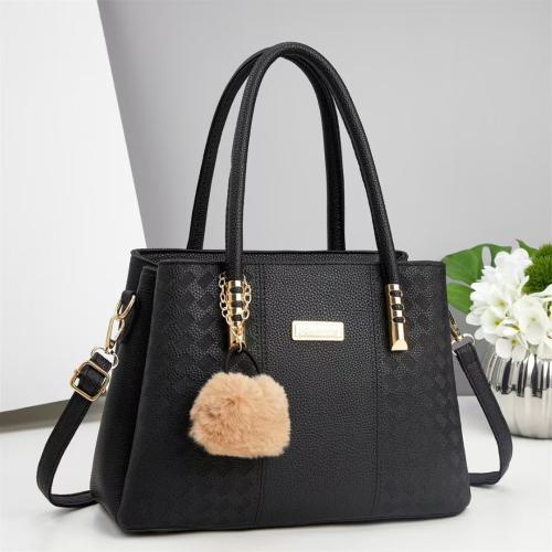 PU Leather Handbag with hanging ornament & large capacity PC