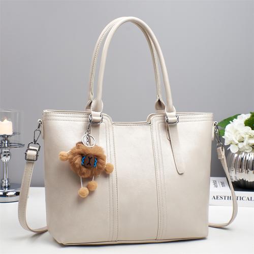 PU Leather Patchwork Bag & Tote Bag Handbag with hanging ornament PC
