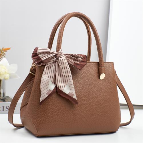 PU Leather with silk scarf & cross body & Patchwork Bag Handbag PC