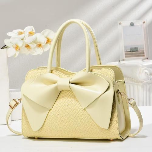 PU Leather Bowknot & Weave Handbag PC